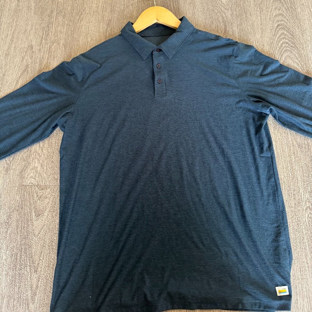 Vuori Men’s Dark Blue Long Sleeve Polo, Medium, Great Condition